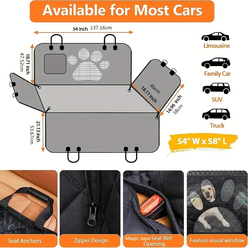 Waterproof Dog Seat Cover with Mesh Window, view 6
