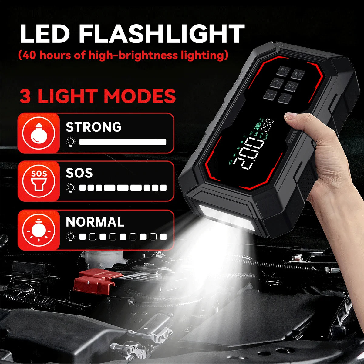 1500A Jump Starter with 150 PSI Tyre Inflator, view 2