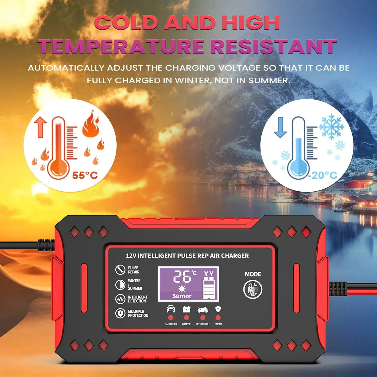 12V Smart Battery Charger with LCD, view 3