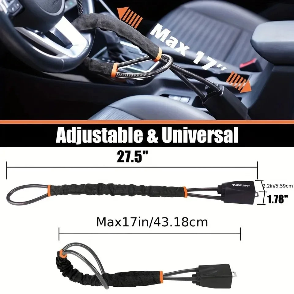 Steering Wheel Lock with Steel Cable, view 4