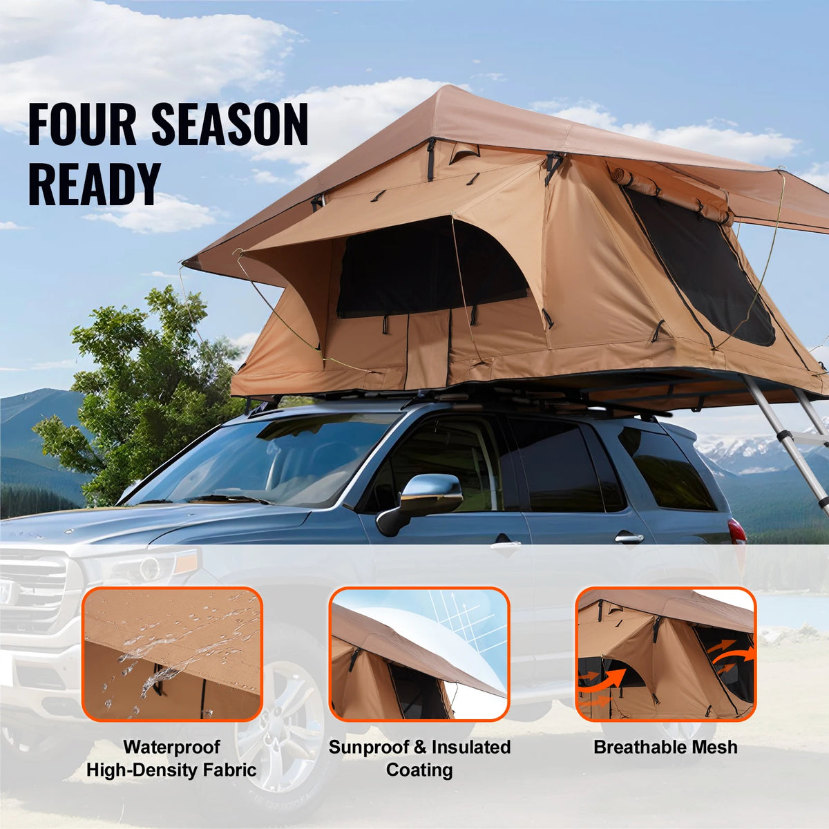 Fold-Out Rooftop Tent with Telescopic Ladder (2 Adults + 1 Child), view 2