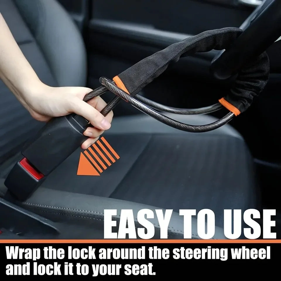 Steering Wheel Lock with Steel Cable, view 2