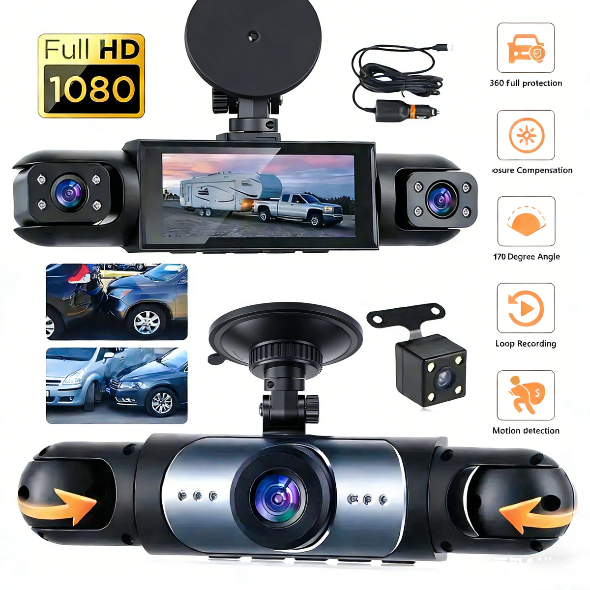 4-Camera 360 Dash Cam (Front, Rear, Left, Right)