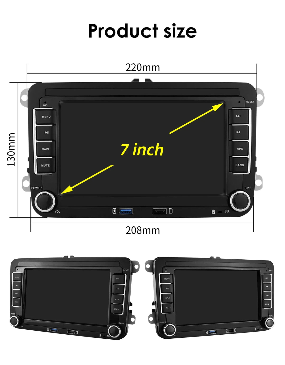 7" Android 2-DIN Radio with GPS for VW, Skoda & Seat