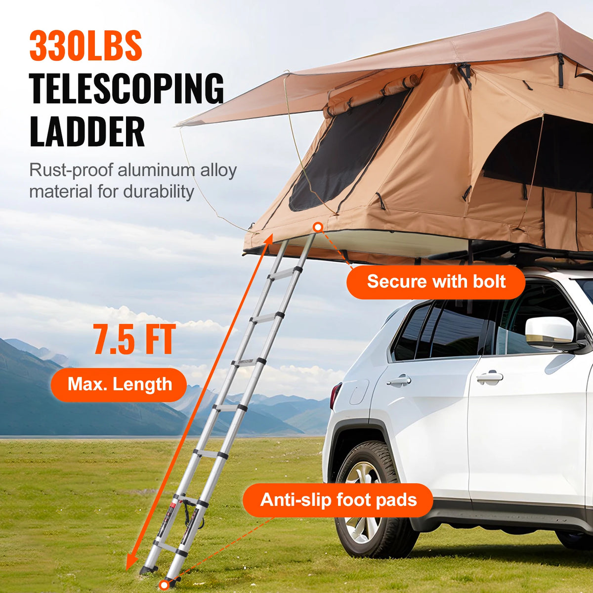Fold-Out Rooftop Tent with Telescopic Ladder (2 Adults + 1 Child), view 5