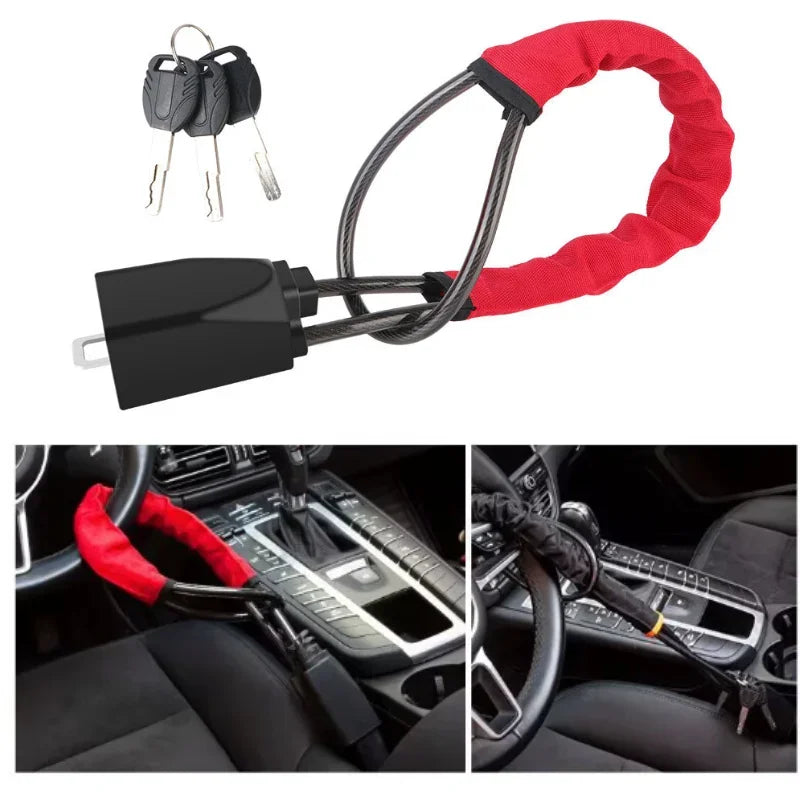 Steering Wheel Lock with Steel Cable