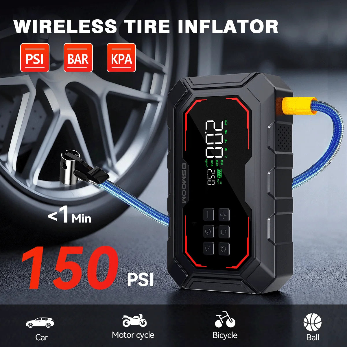 1500A Jump Starter with 150 PSI Tyre Inflator, view 5